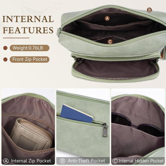 Vegan Leather Crossbody Bag Women Lightweight Tassel Butterfly Design - Picture 5 of 6